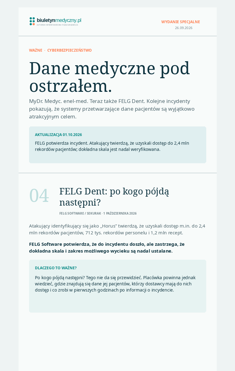 Dane medyczne pod ostrzałem — wydanie specjalne Biuletynmedyczny.pl z 26.09.2026